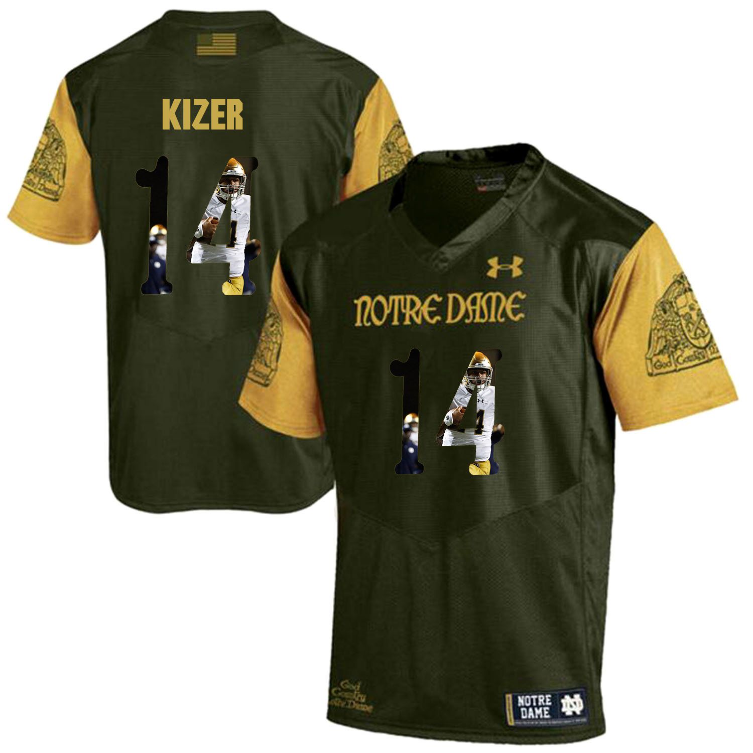 Men Norte Dame Fighting Irish #14 Kizer Green Fashion Edition Customized NCAA Jerseys